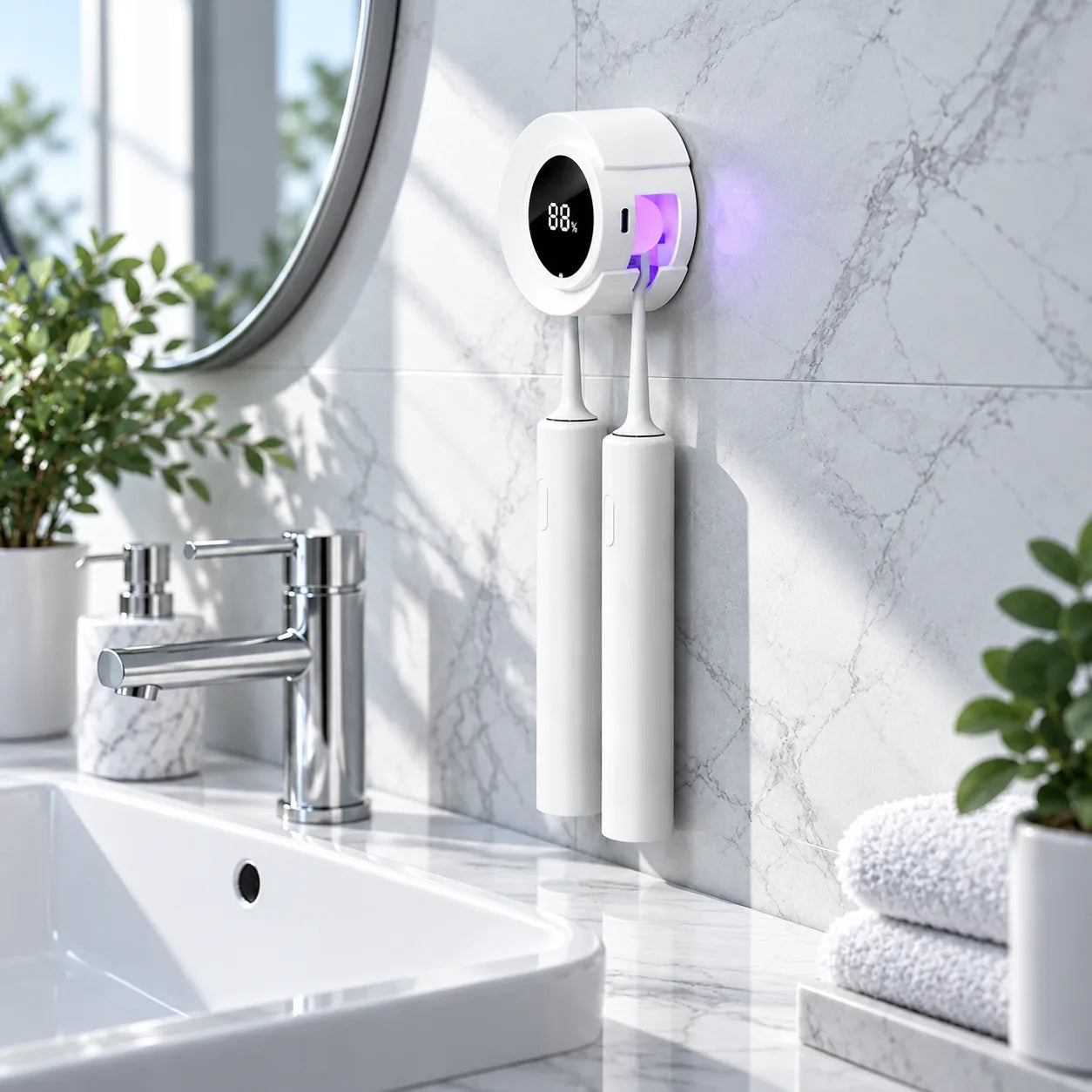 UV Toothbrush Sterilizer – Portable Rechargeable Holder with UV-C Light